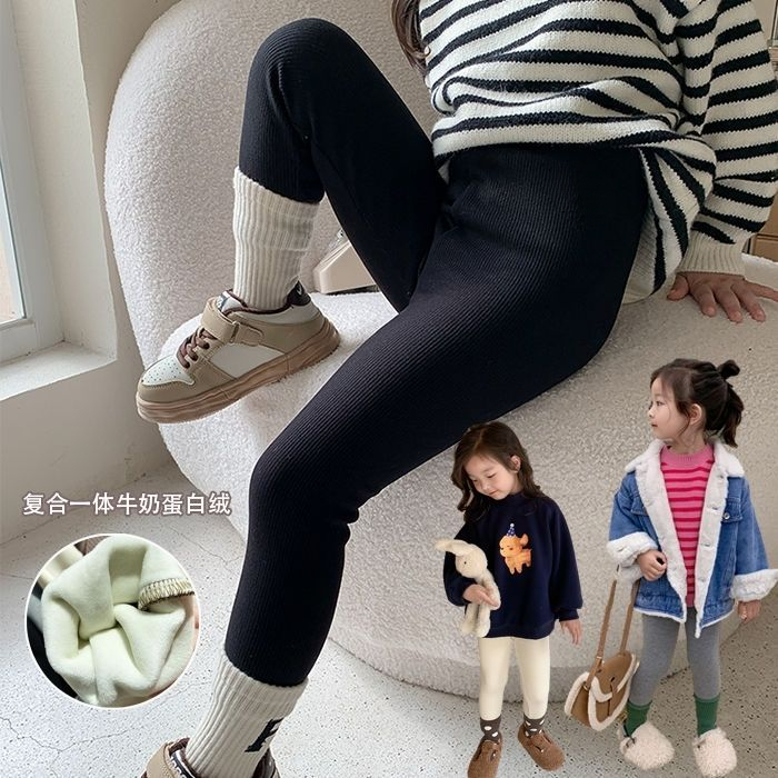 女童高弹加绒打底裤冬装儿童百搭加厚保暖紧身裤宝宝洋气休闲裤子