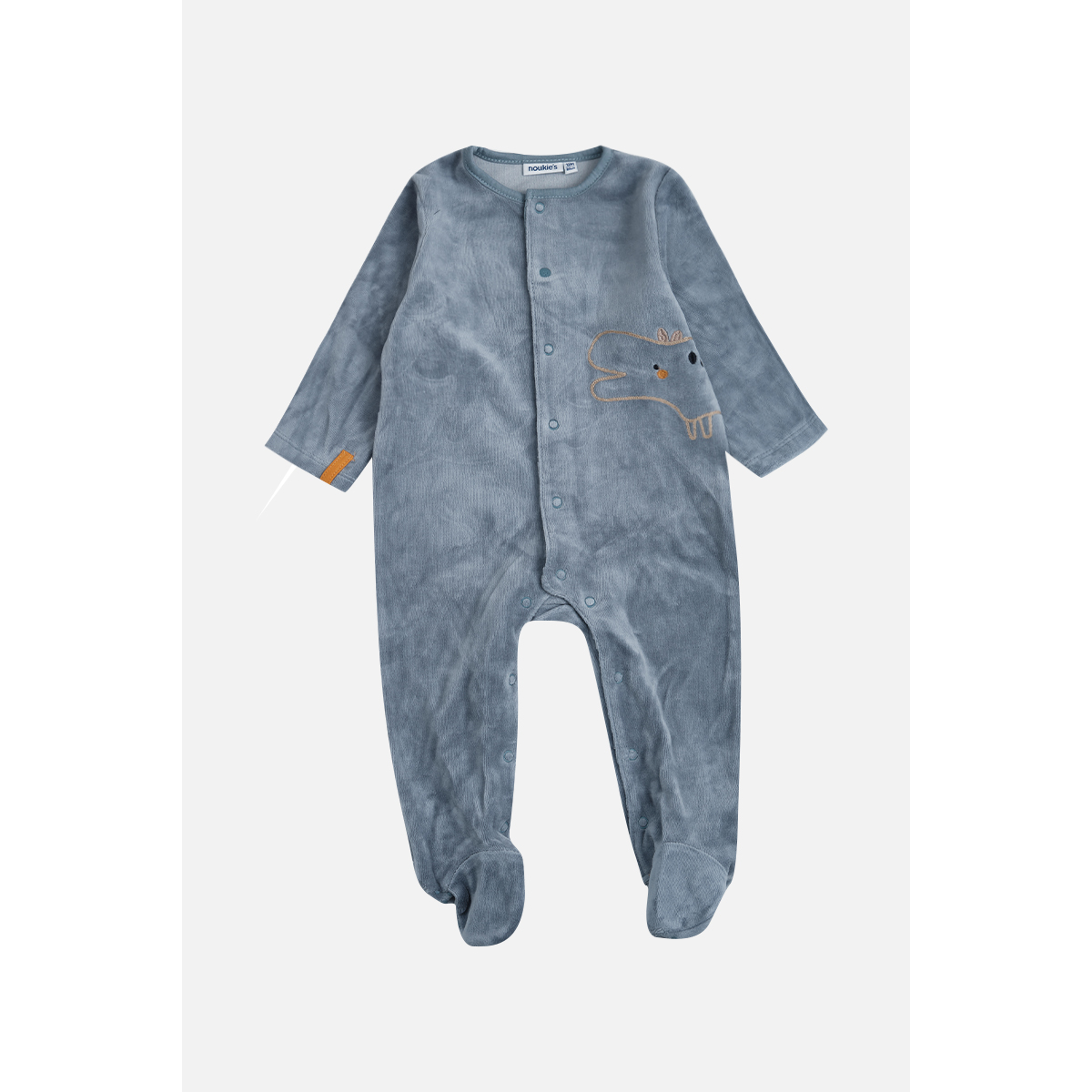 外贸单 男宝婴童秋冬新款 动物印花可爱天鹅绒长袖连体爬服外出服