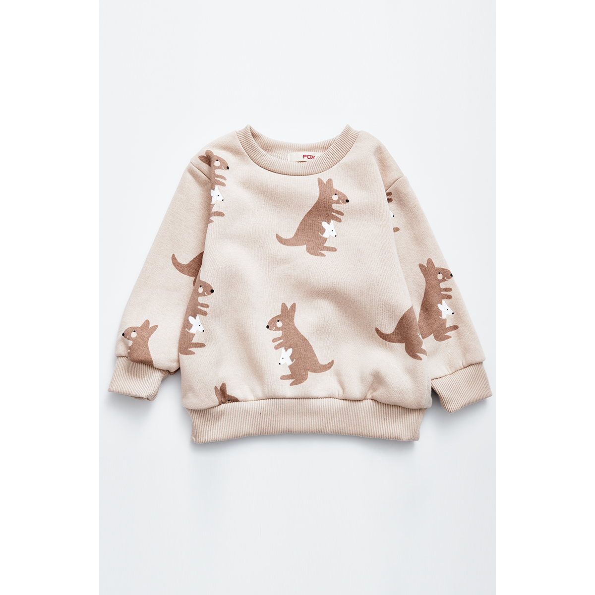 外贸单 男女宝春秋新款 内薄绒满印袋鼠套头可爱休闲长袖卫衣上衣