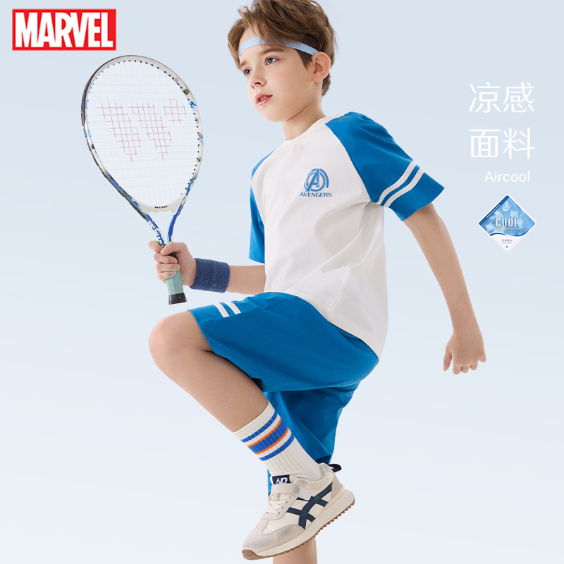 男童运动套装夏装新款短袖中裤两件套中大童凉感运动服运动裤洋气