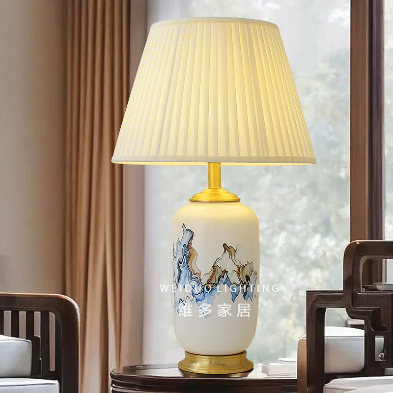 景德镇陶瓷台灯卧室床头柜灯现代轻奢高雅装饰新中式客厅台灯