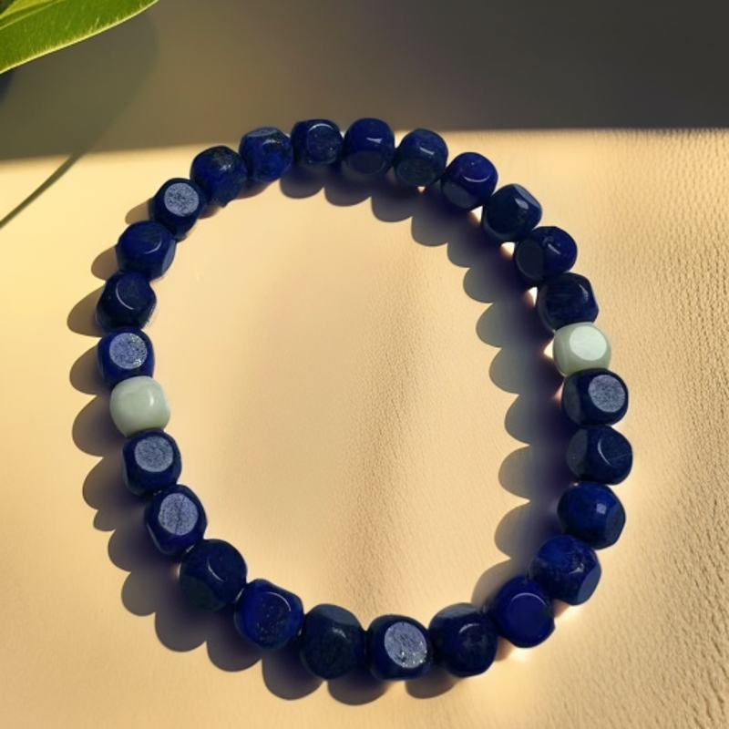 青金石精工六方手串单圈百搭时尚轻奢蓝色气质女款情侣小众弹力