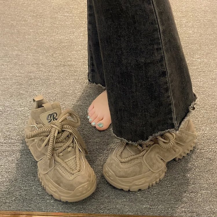 小众时尚复古厚底老爹鞋2023新款女款防滑舒适增高百搭休闲运动鞋
