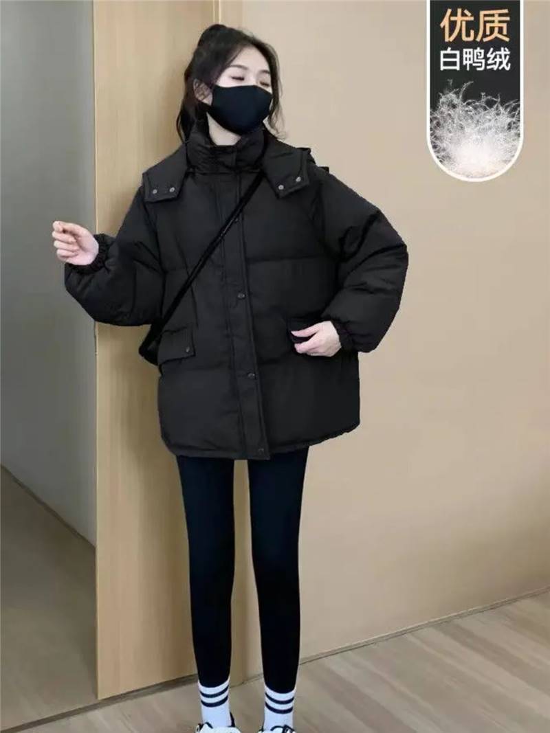 羽绒服短款羽绒服女冬季2023年新款欧货宽松加厚白鸭绒小个子面包