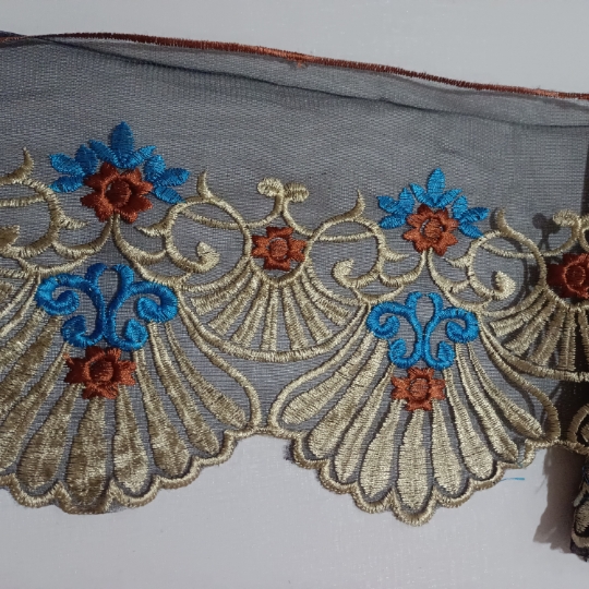 13米黑色欧根纱24cm刺绣花边辅料diy娃衣蝴蝶结服饰装饰