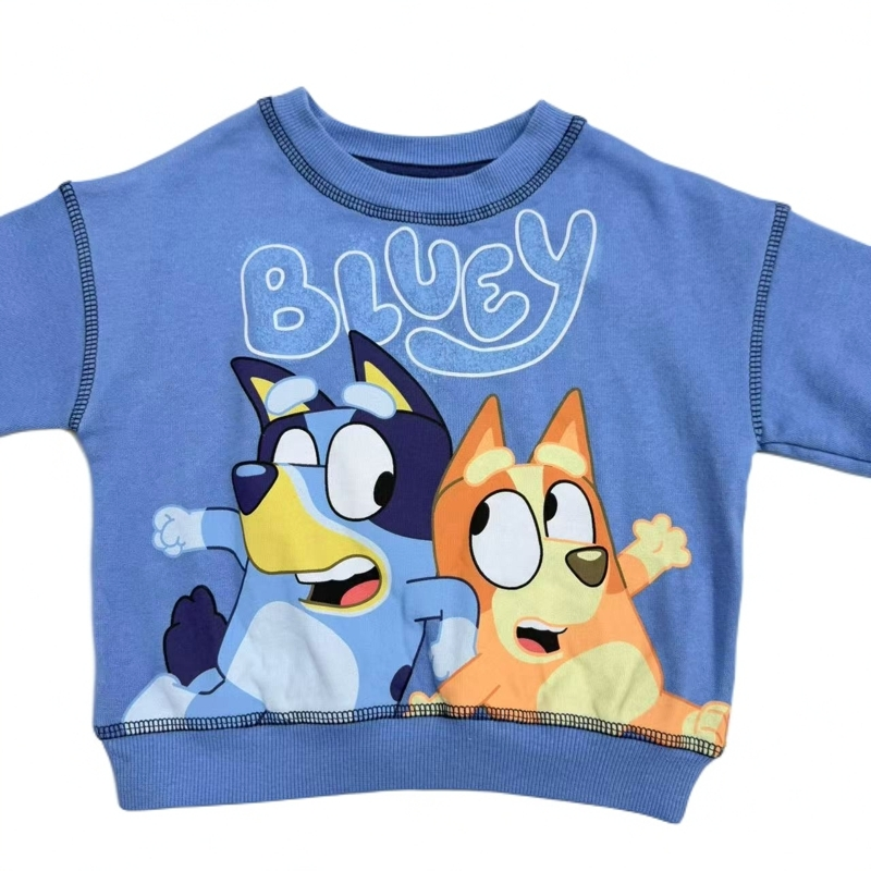 米奇布鲁伊恐龙卡通薄绒卫衣春秋童装外出男童女童套头