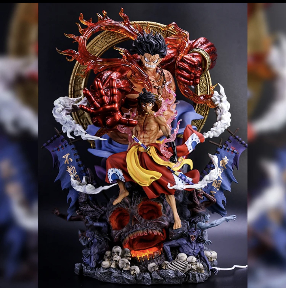 海贼王流风幻和之国系列鬼神不动明王路飞手办雕像GK超大摆件模玩