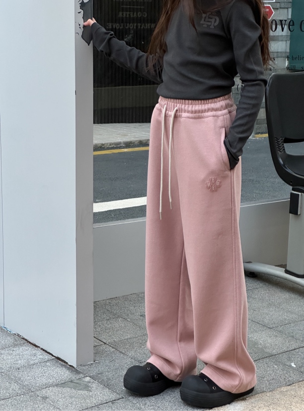 青少年女大童秋季针织直筒裤加厚不加绒2062洋气休闲长裤高中生飒