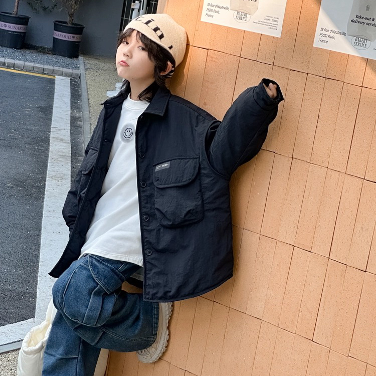 大E小e儿童加棉衬衫外套冬款加厚百搭3632休闲长袖加厚潮流港风潮