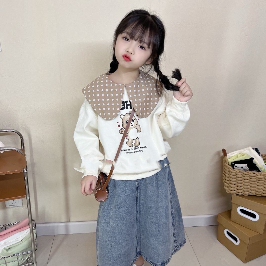 女童卫衣童装 61209女宝荷叶领洋气春秋季娃娃领长袖儿童翻领上衣