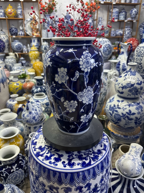 新中式冰梅萝卜瓶摆件玄关博古架摆件花瓶