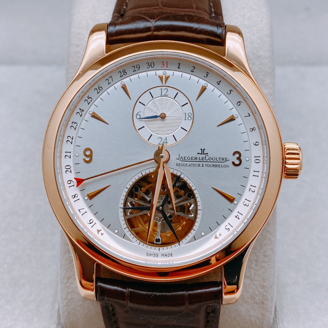 99新 Jaeger-LeCoultre/积家 陀飞轮 41.5MM 玫瑰金 折叠扣 皮带