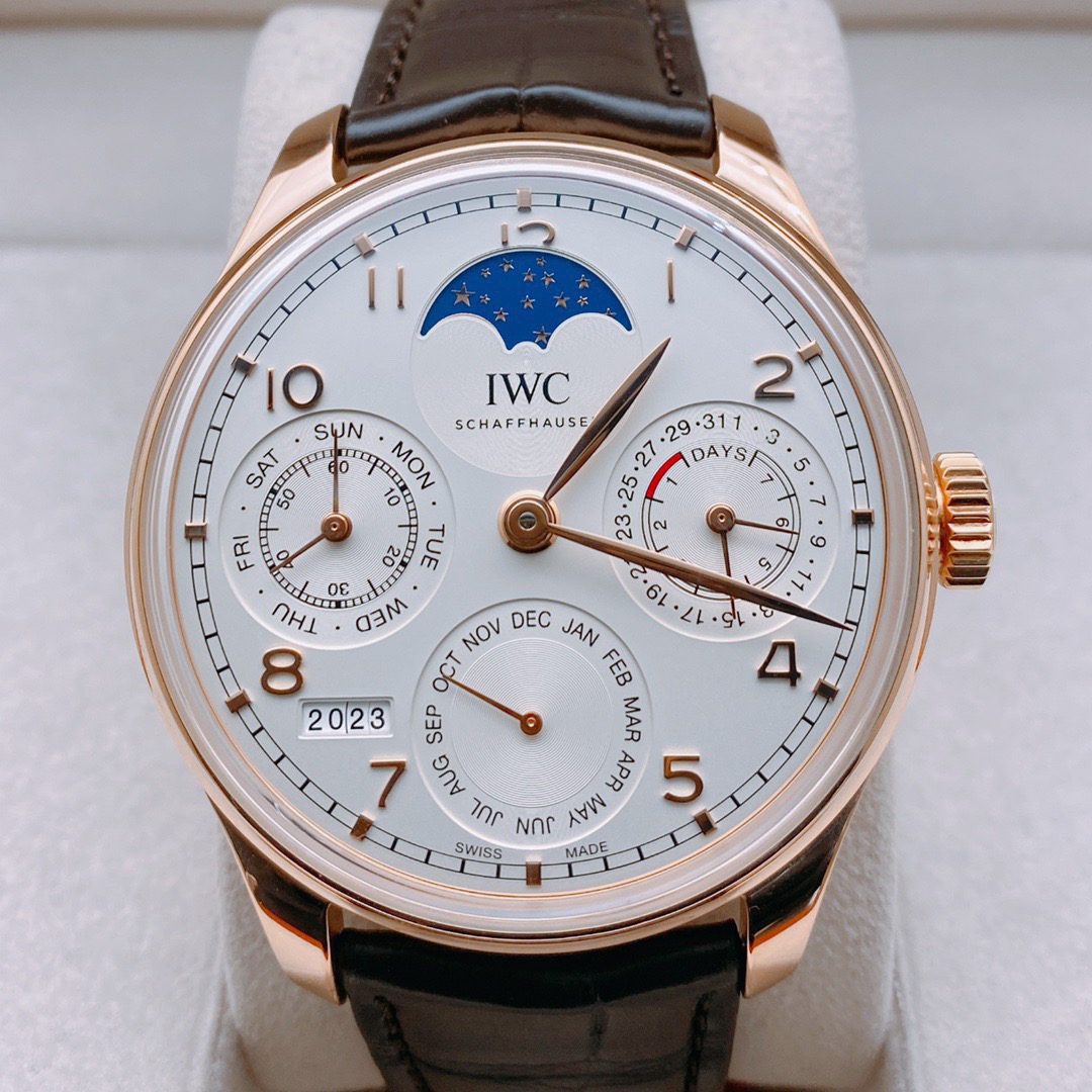 99新 IWC/万国 万年历 44mm 自动机械 折叠扣 玫瑰金