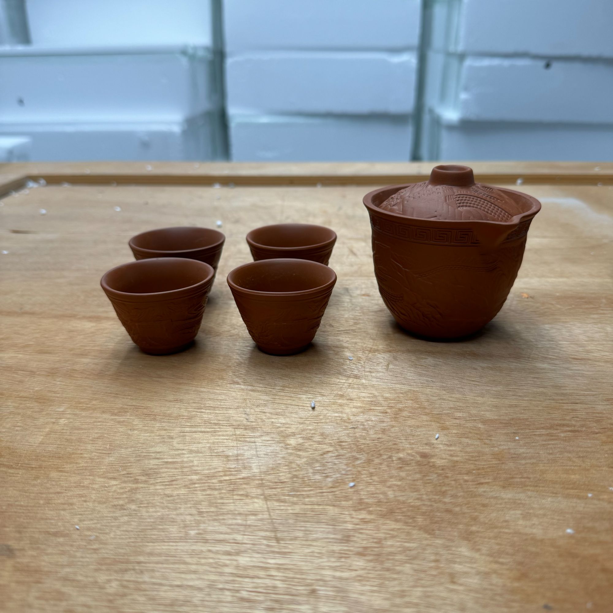 【闪购商品】万里长城朱泥大红袍紫砂手抓宝瓶带4杯（不带礼盒）