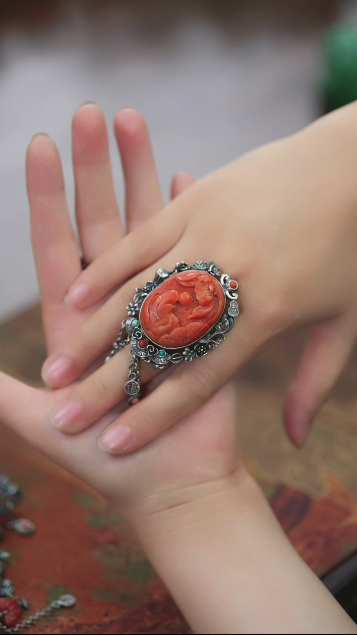 【闪购商品】南红玛瑙戒指银S925镶嵌悟道戒指