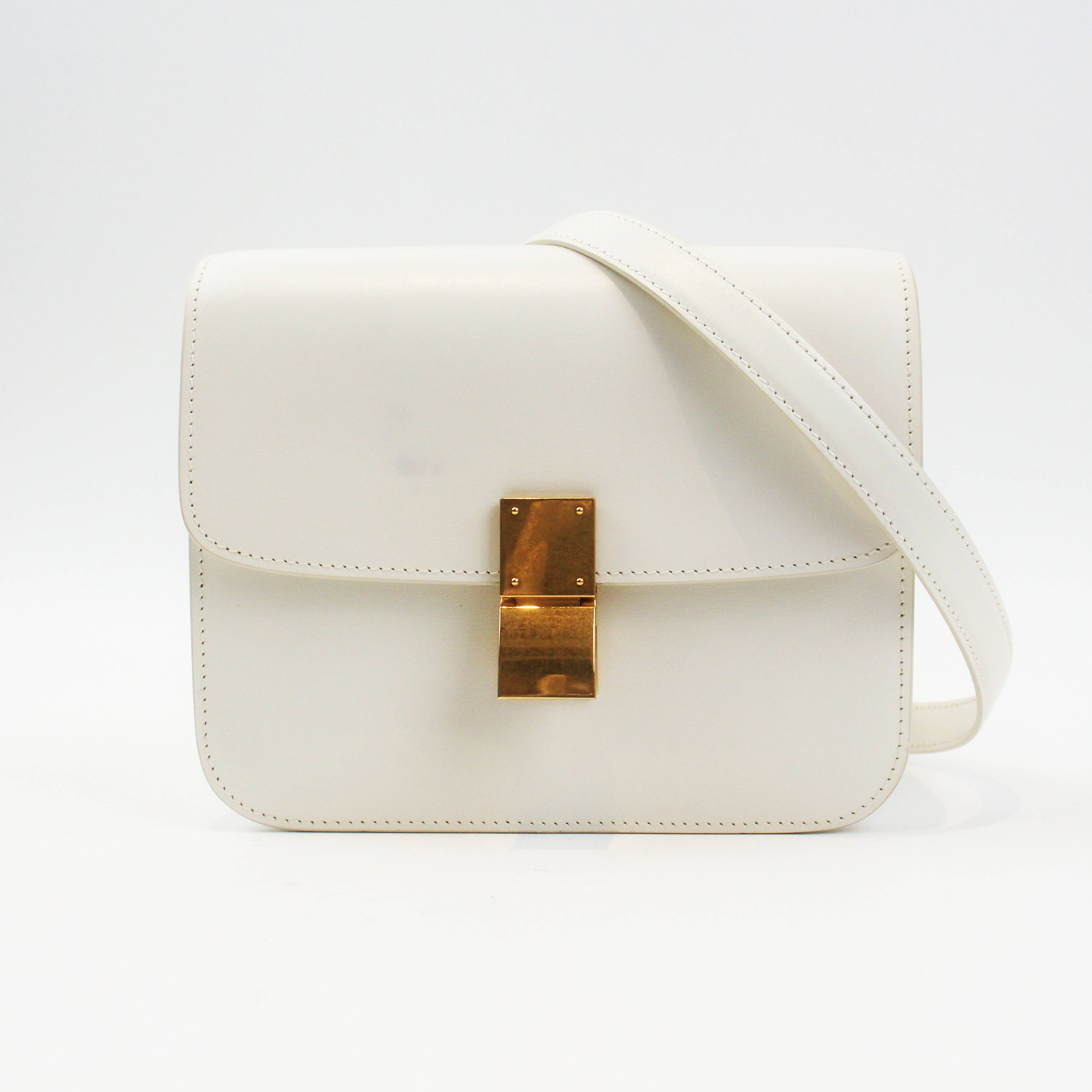 95新 Celine/思琳 75852B 白色Classic小号Box单肩斜挎包