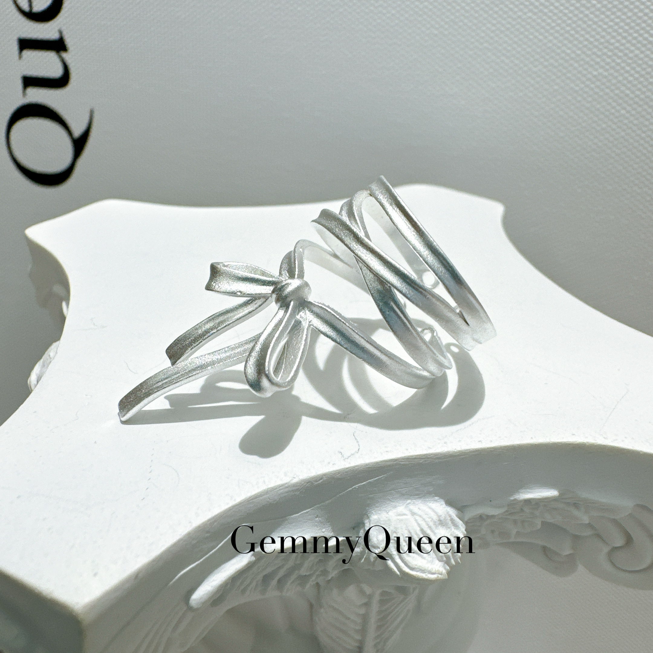 925银戒指 Gemmy Queen 意大利芭蕾风蝴蝶结丝带戒指GQ78134