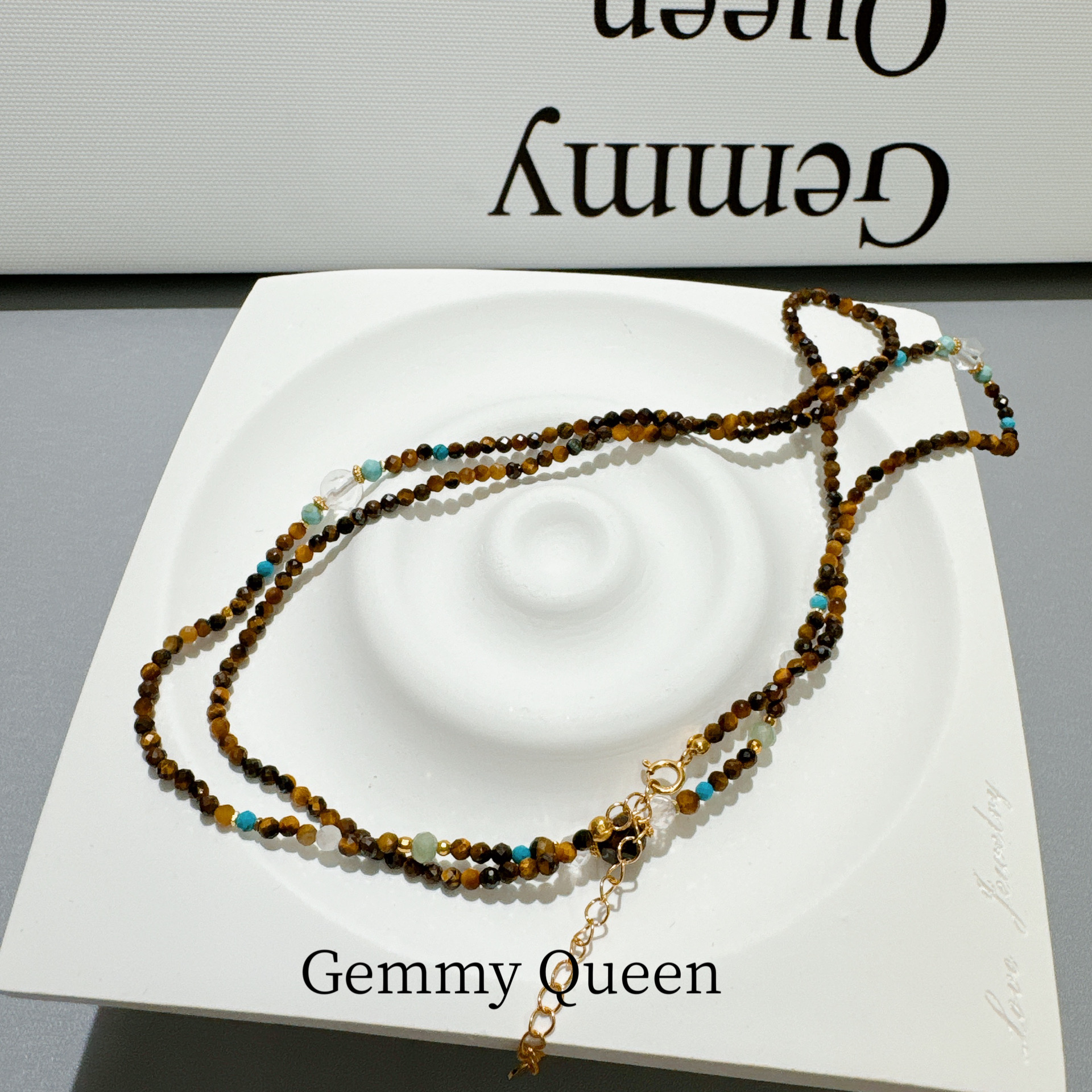 链子925银仿水晶 棕色彩色项链GQ489R8