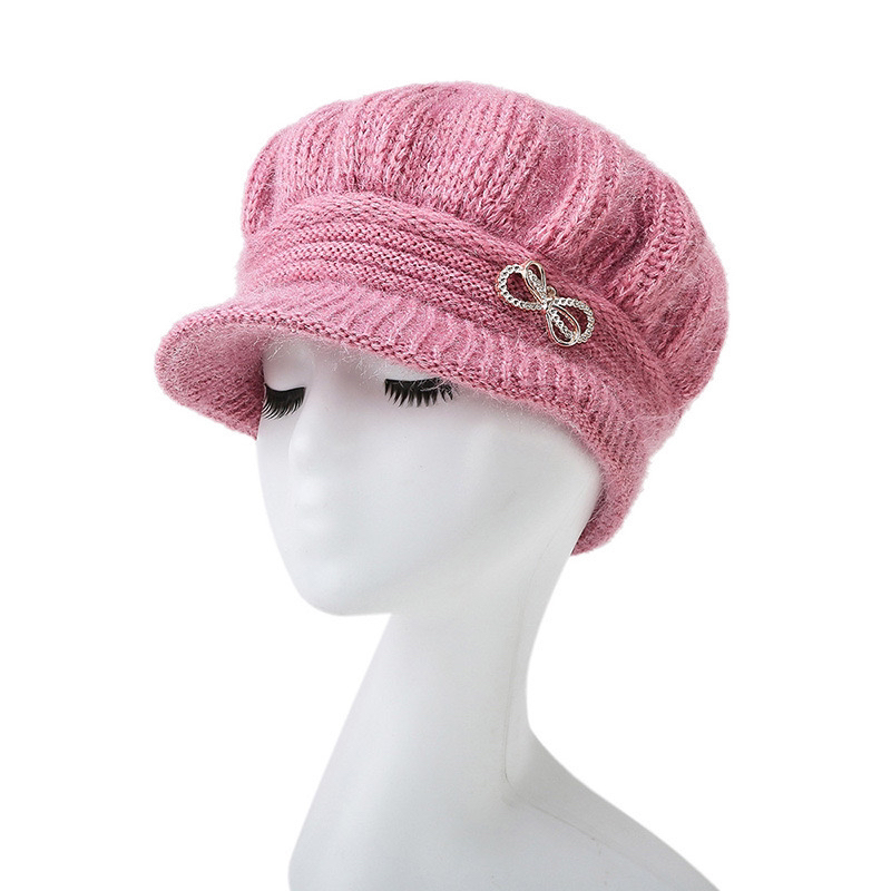冬季中老年女士加绒保暖帽子冬天针织毛线帽护耳妈妈奶奶帽