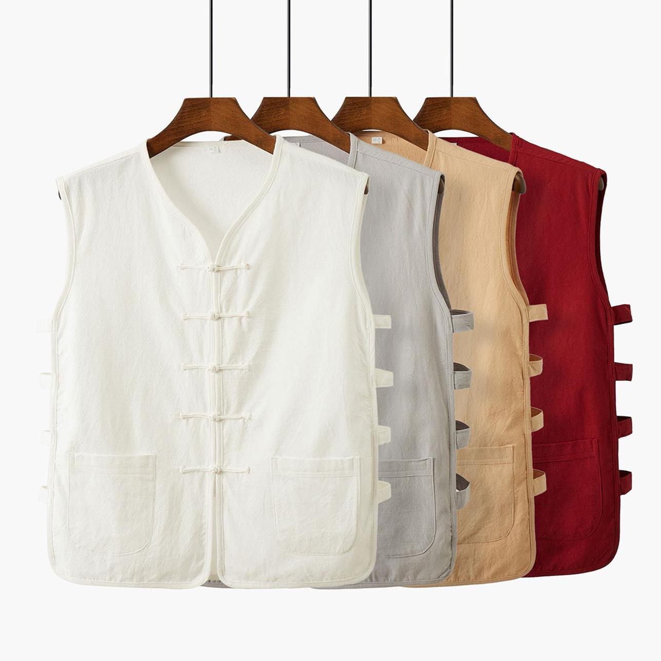 祥瑞唐夏季中国风棉麻唐装男马甲马褂复古居士中式坎肩老头衫无袖