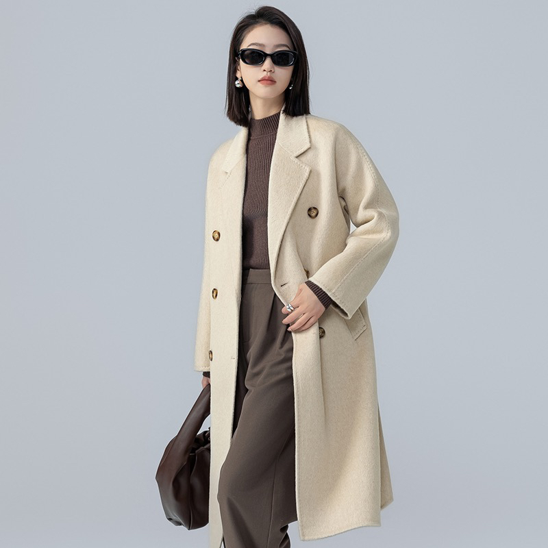 秋冬羊绒休闲大衣女中长款新款清河羊绒衫正品100纯羊绒直播冬季