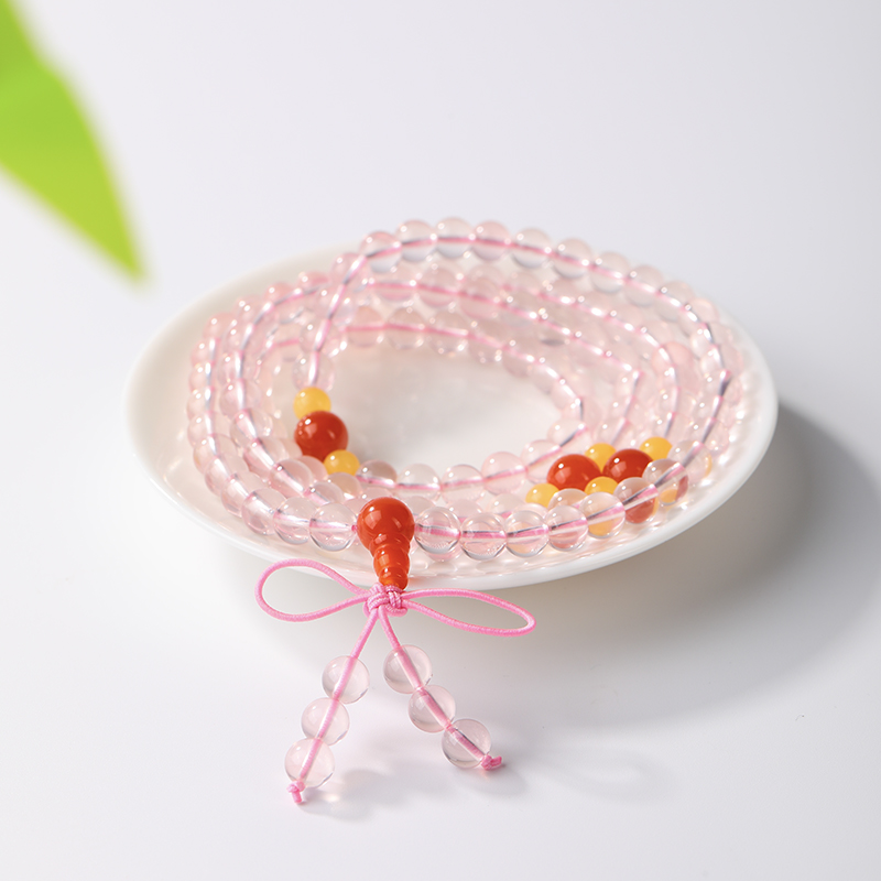 【连广电专属】星光粉水晶108手链-约6mm-（多样性发一条）