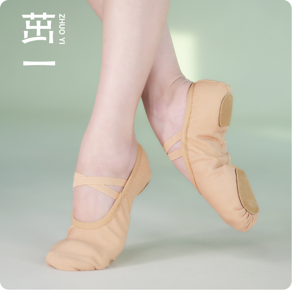 全弹力教师鞋舞蹈鞋女软底 练功跳舞鞋成人猫爪鞋形体鞋免系带跟