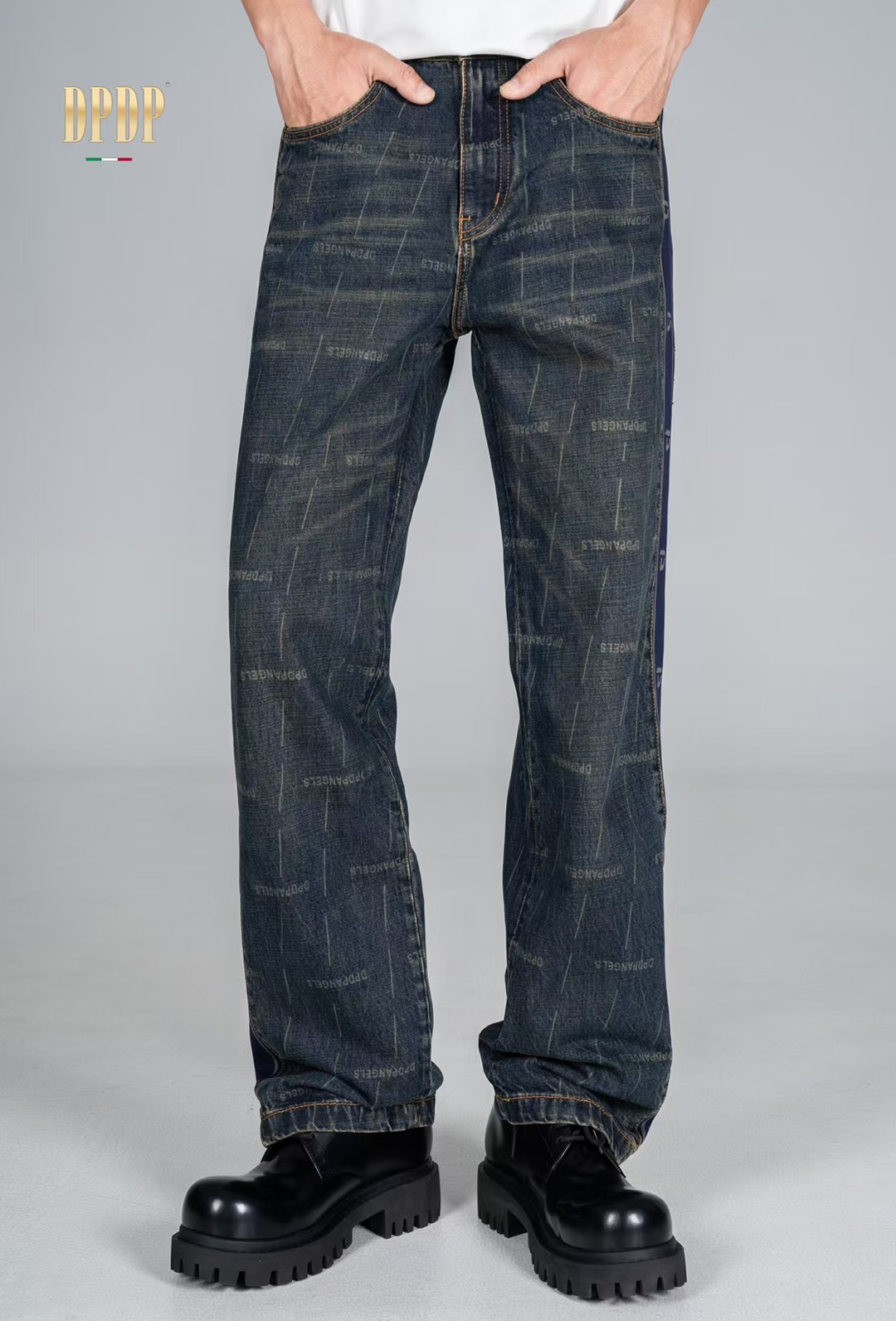 24年秋冬新款正品DPDP男士水洗带直边轻奢时尚潮流直筒牛仔裤