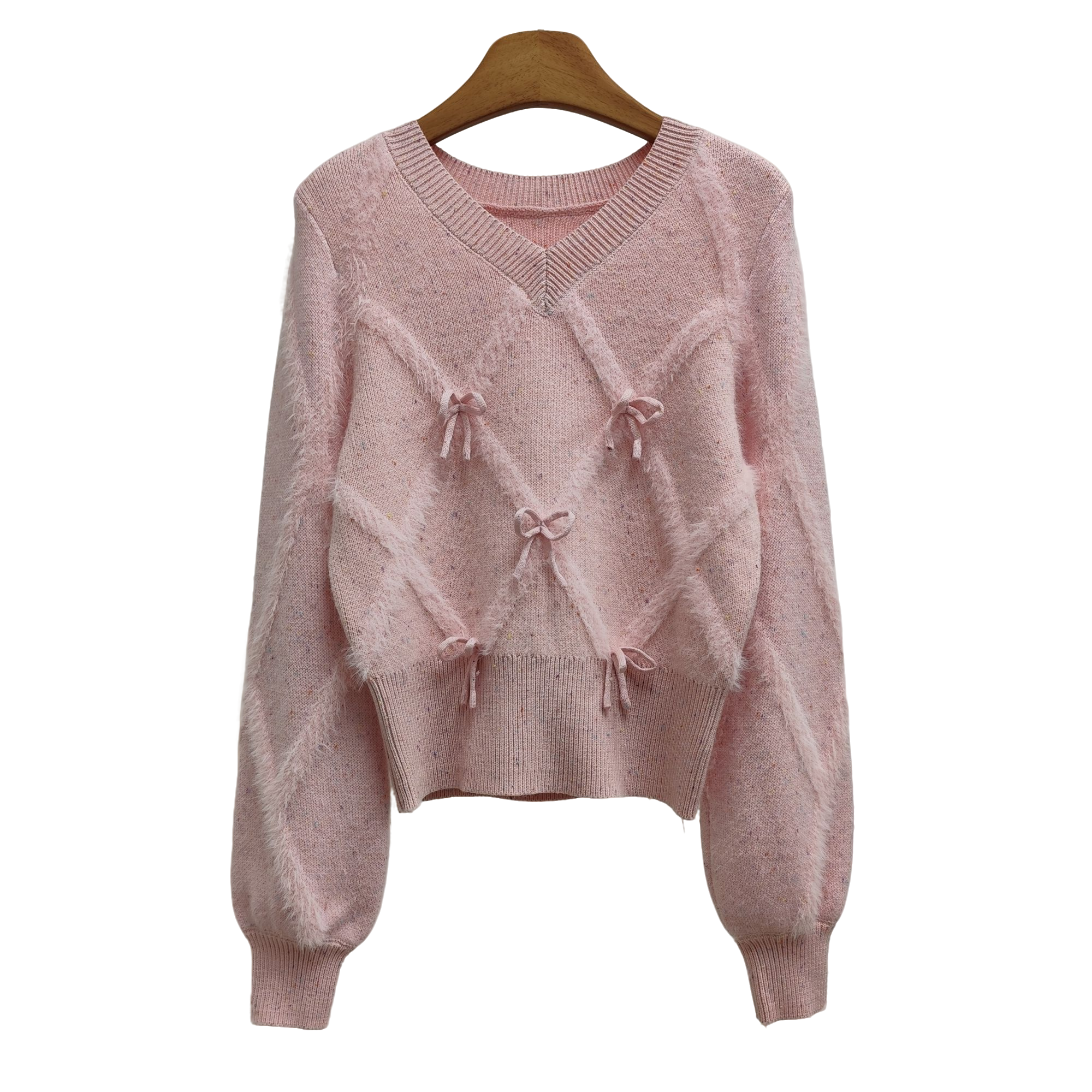 Comme Vous/似你2024冬季小香风V领显瘦针织衫毛衣（3M4A33071）