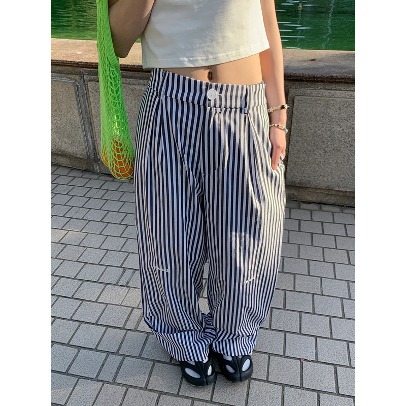 美好商店竖条纹裤子