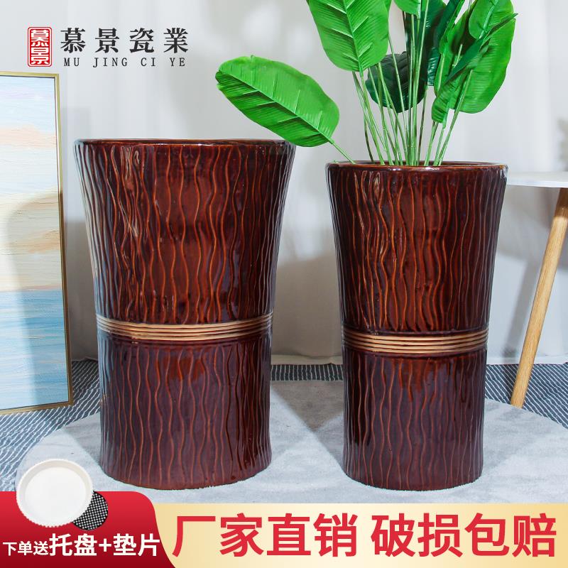 厂家直销室内外通用新中式陶瓷特大花盆福字发财树幸福树专用花盆