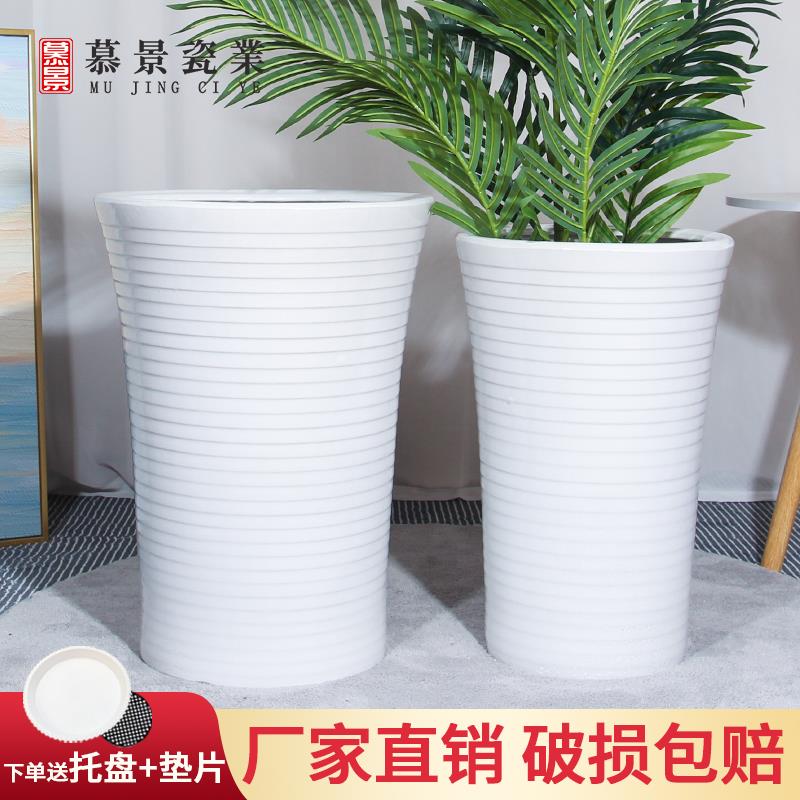 大口径陶瓷花盆新款轻奢简约风客厅落地天堂鸟绿植专用创意大花盆
