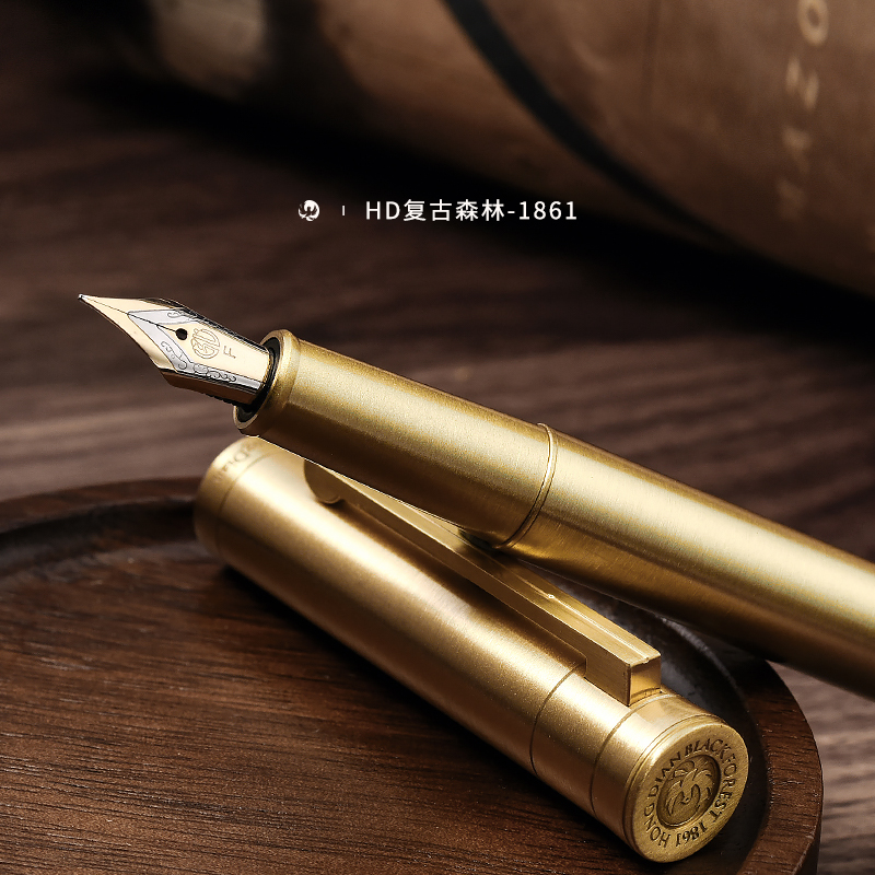弘典1861钢笔礼盒装赠墨水男女生精致美工练字钢笔弯头美工笔黄铜