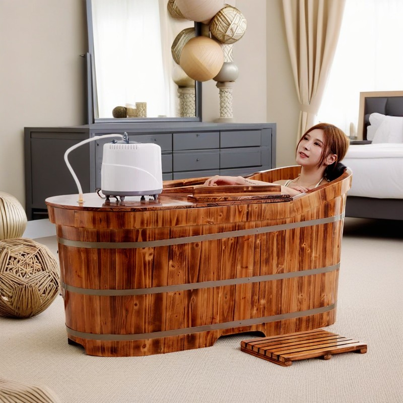 加厚泡澡桶美容院大人浴桶木质浴缸成人家用药浴盆全身洗澡桶木桶