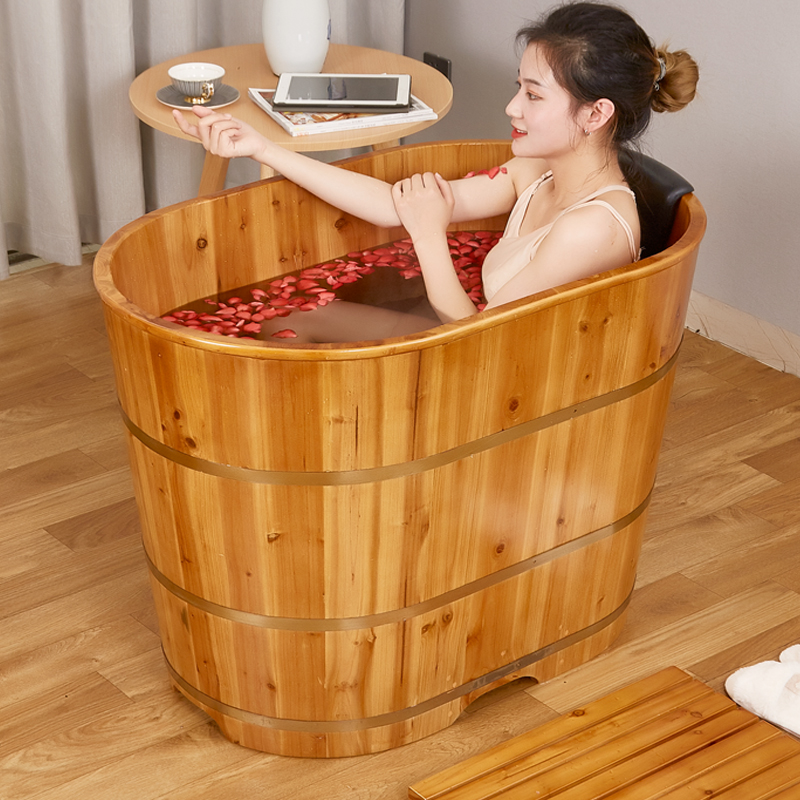 家用木桶美容浴桶洗澡大人香杉木熏蒸沐浴桶木浴盆泡澡桶小户型