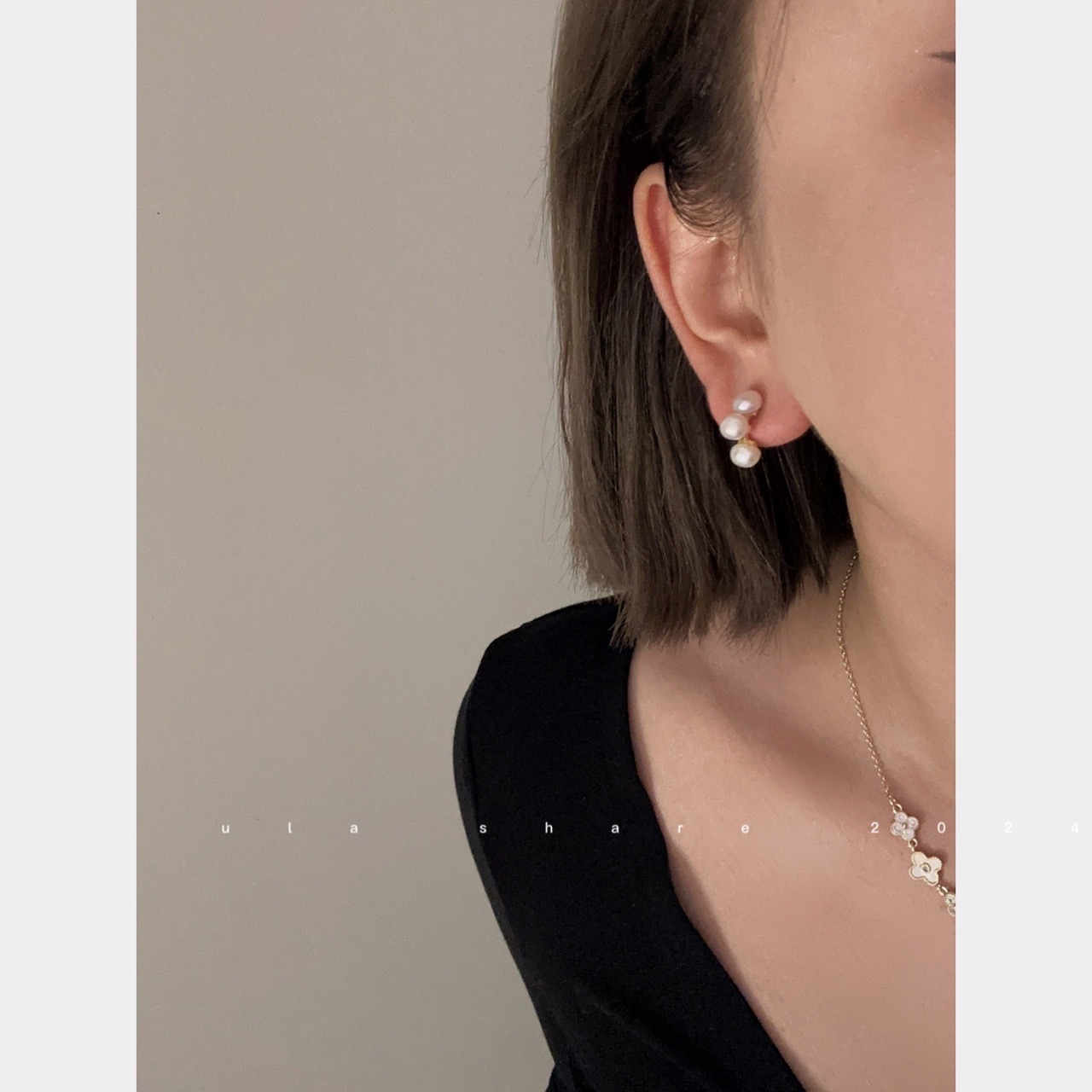 铜合金仿珍珠耳饰 「舒芙蕾」淡水珍珠耳环女气质简约时尚耳钉耳饰