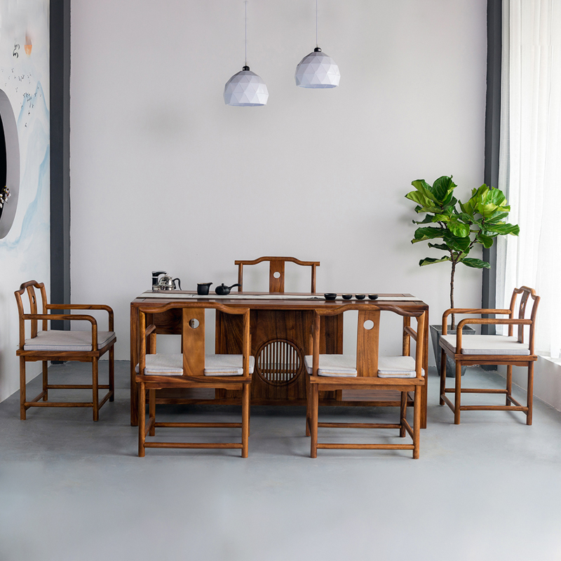 新中式贤士茶桌椅组合茶室泡茶几台茶桌禅意胡桃木办公室书房书桌