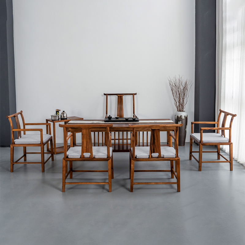 新中式流云茶桌椅组合禅意功夫茶台喝茶泡茶桌茶馆桌办公室胡桃木