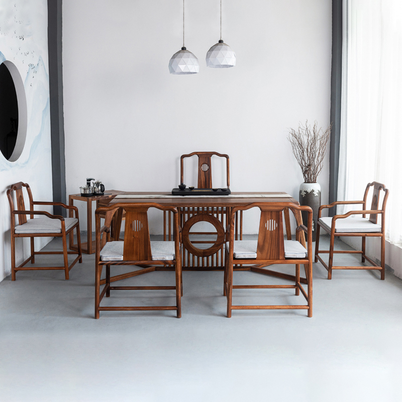 新中式胡桃木泰然茶桌新中式实木茶台禅意茶空间泡茶桌办公室茶几