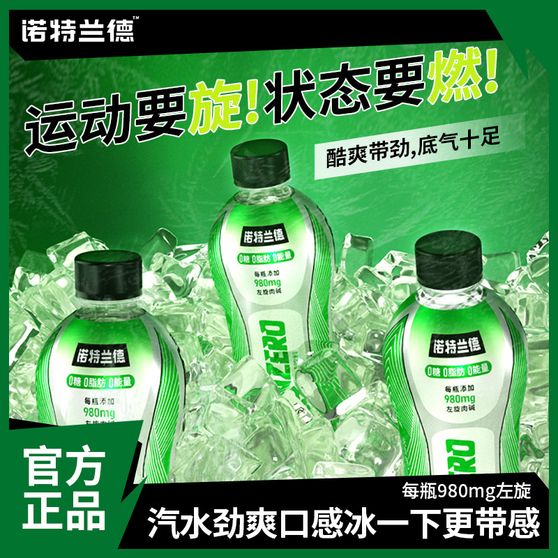 诺特兰德左旋气泡水饮料330毫升青苹果味运动0糖0脂肪果汁茶饮料