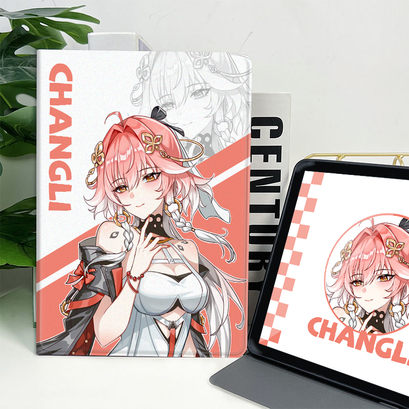 凌彩创艺苹果安卓蚕丝纹平板壳二次元周边长离平板学生平板壳