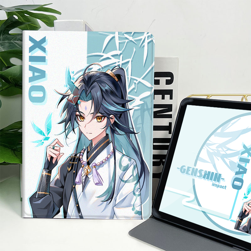 凌彩创艺苹果安卓蚕丝纹防摔古风魈书本款夏日公子平板壳学生周边