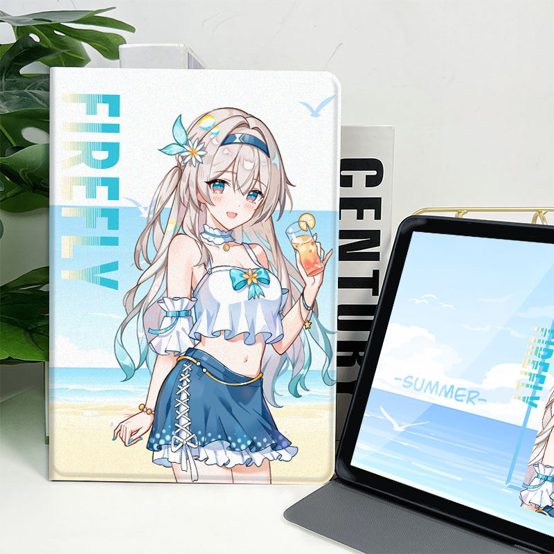 凌彩创艺苹果安卓蚕丝纹平板壳崩铁周边流萤学生平板壳