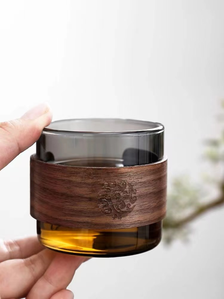 烟灰色手工玻璃主人杯加厚耐热品茗杯个人单杯家用茶杯茶具