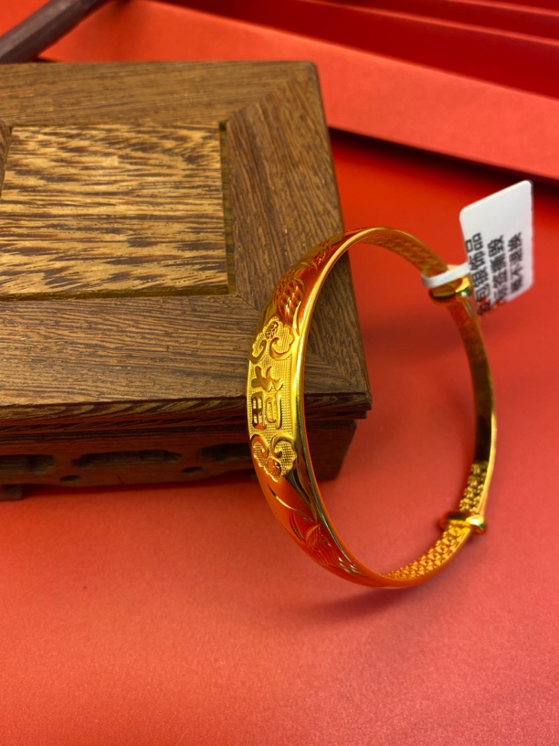 足银手镯 足银手镯 时尚百搭款龙凤福字推拉手镯