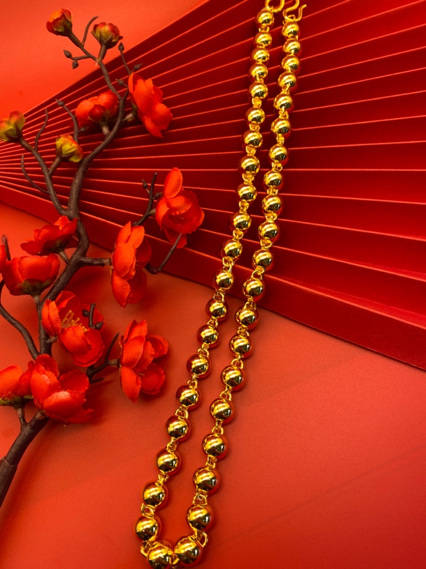 吊坠足银 足银项链 卡7m－卡8mm包金亮面光珠项链时尚光面经典