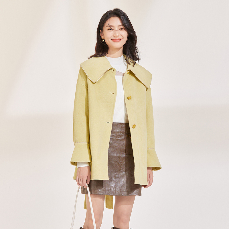 XG雪歌毛呢外套女冬季新款中长款双面呢大衣气质XH410604A842