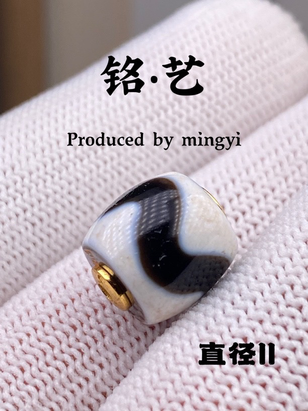 【铭艺•出品】浮生居出品18k金孔顶镶嵌复古精工珠改虎牙老型珠