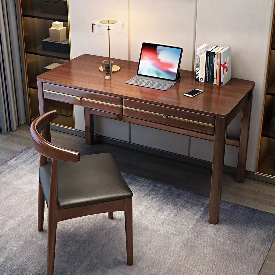 【全实木】新中式实木书桌轻奢现代简约办公桌卧室电脑桌简易家用