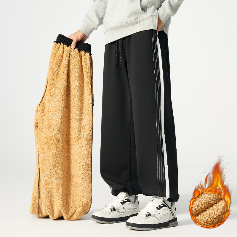 加肥加大运动裤男秋冬款宽松大码男裤胖子加绒加厚保暖休闲直筒裤